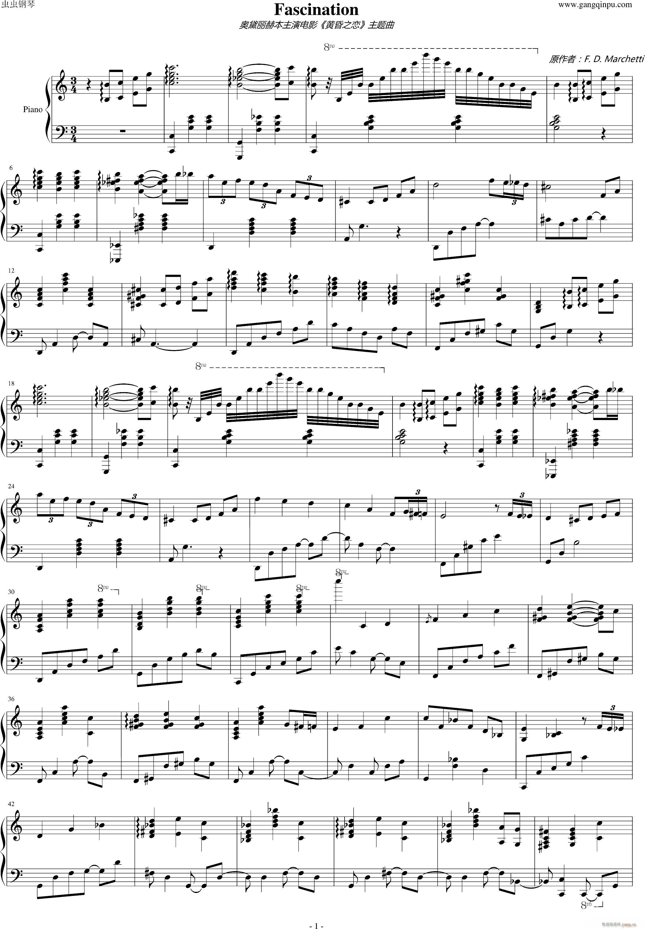 Fascination 主题曲(钢琴谱)1