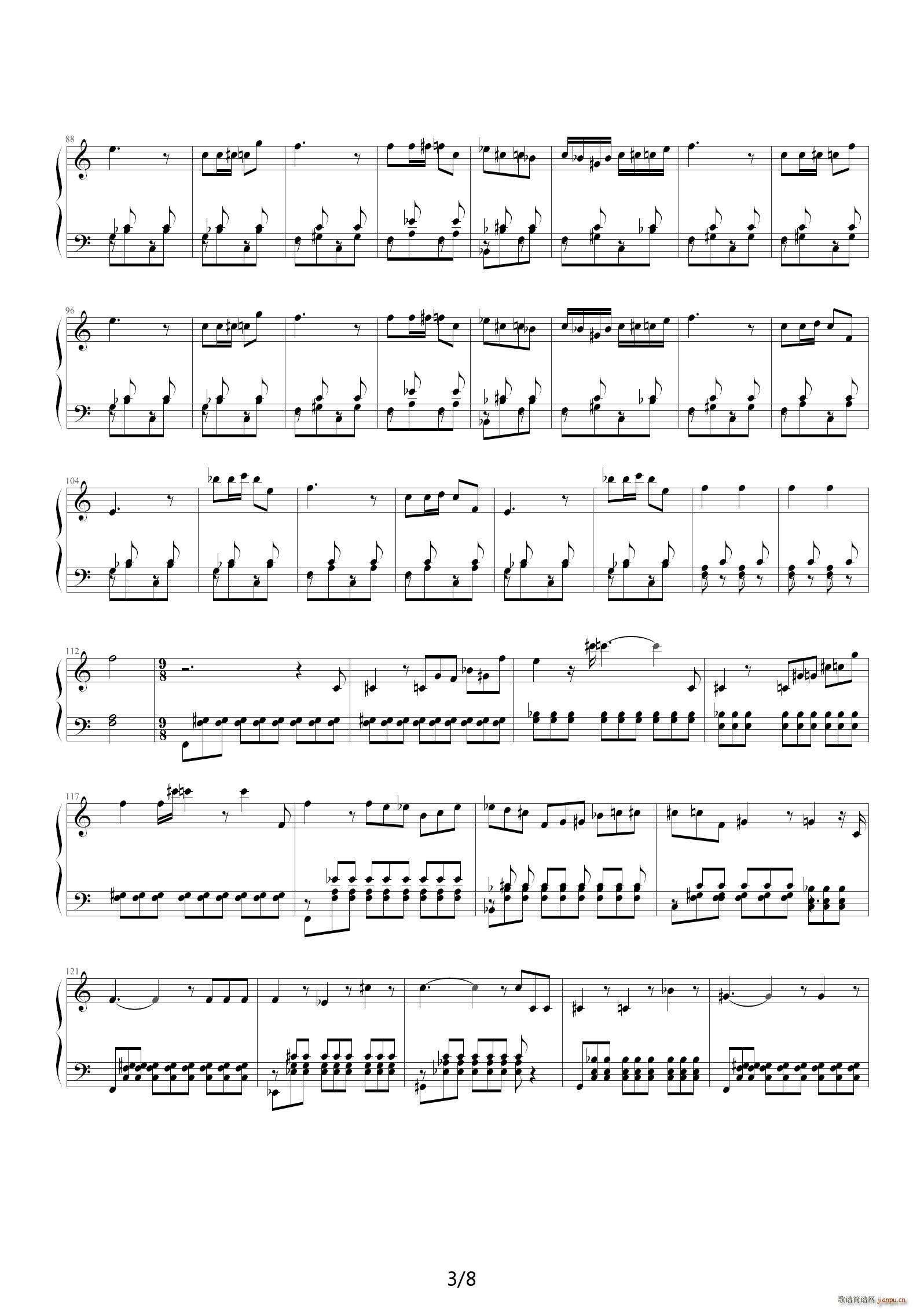 生日快乐变奏曲 C调(钢琴谱)3