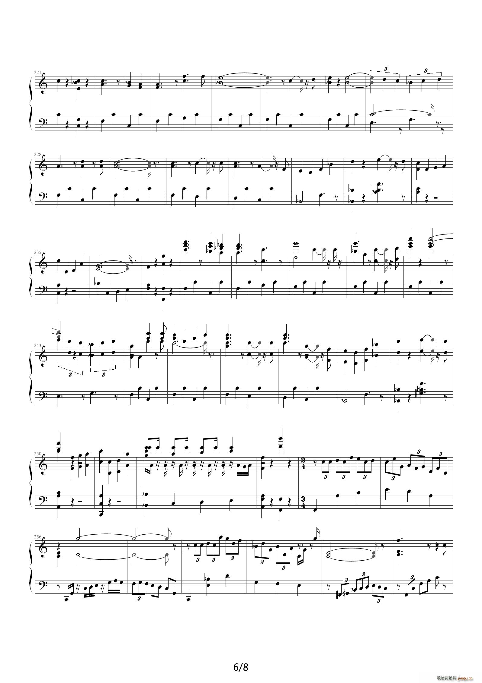 生日快乐变奏曲 C调(钢琴谱)6