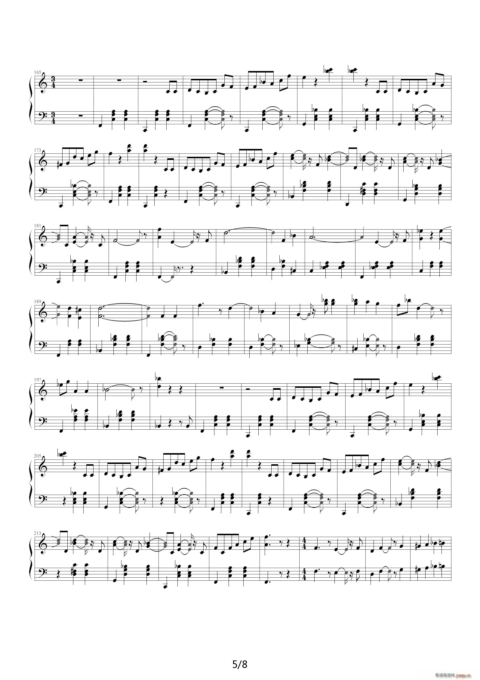 生日快乐变奏曲 C调(钢琴谱)5