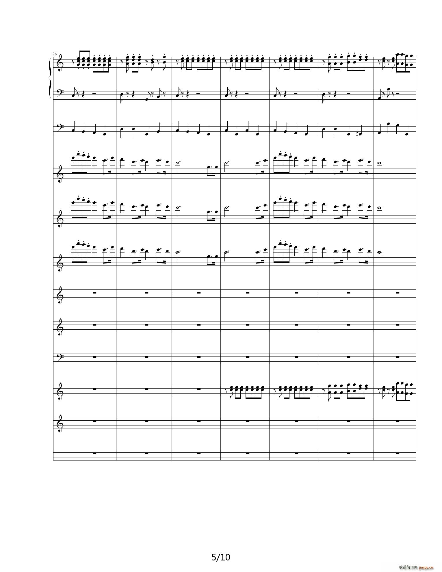 星之卡比 毛髡f Green Greens C调(钢琴谱)5