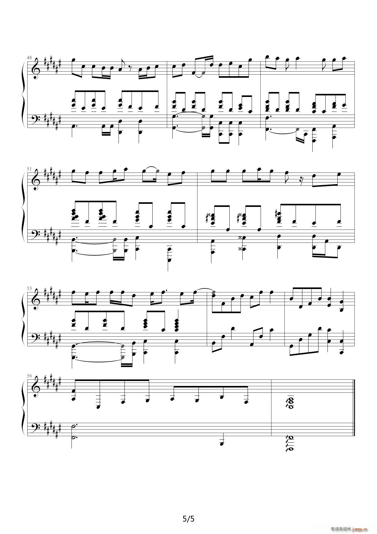 搁浅 完美演奏 F调(钢琴谱)5