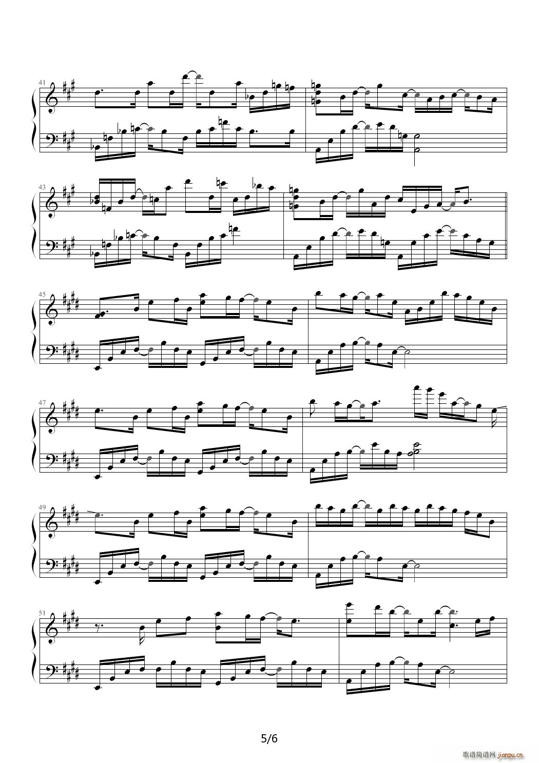 Wonder Boy A调(钢琴谱)5