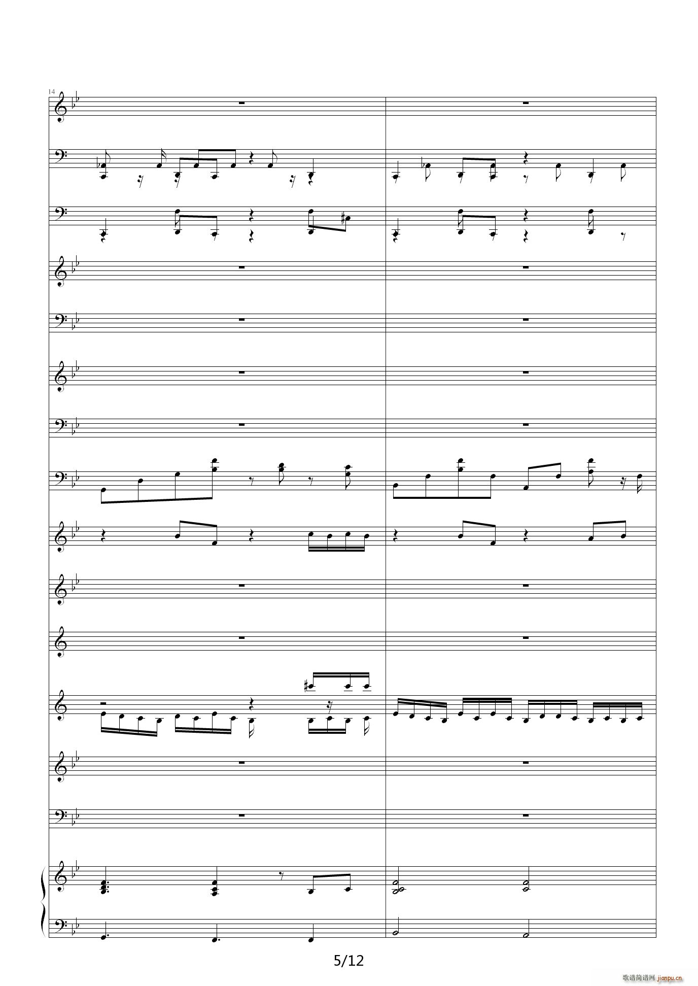 R B蛋糕 降B调(钢琴谱)5