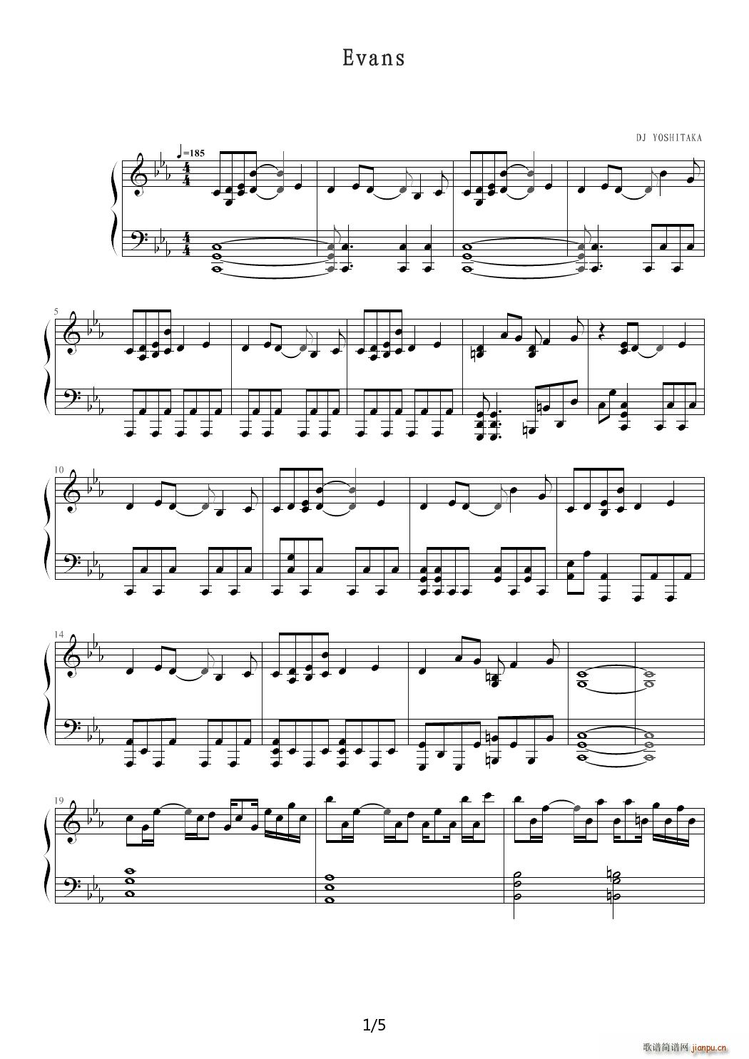 略触的 Evans 鬼畜 降E调(钢琴谱)1