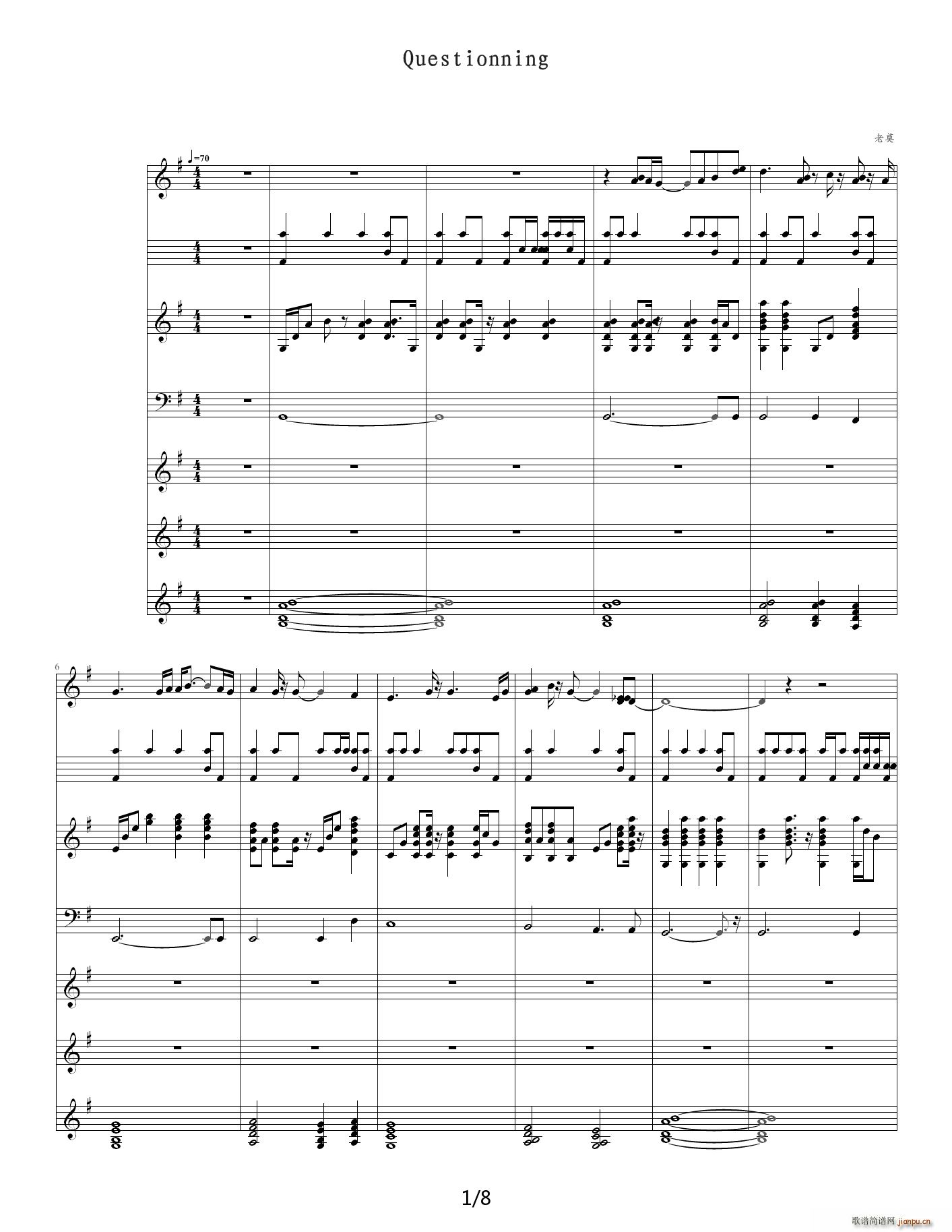 Questionning G调(钢琴谱)1