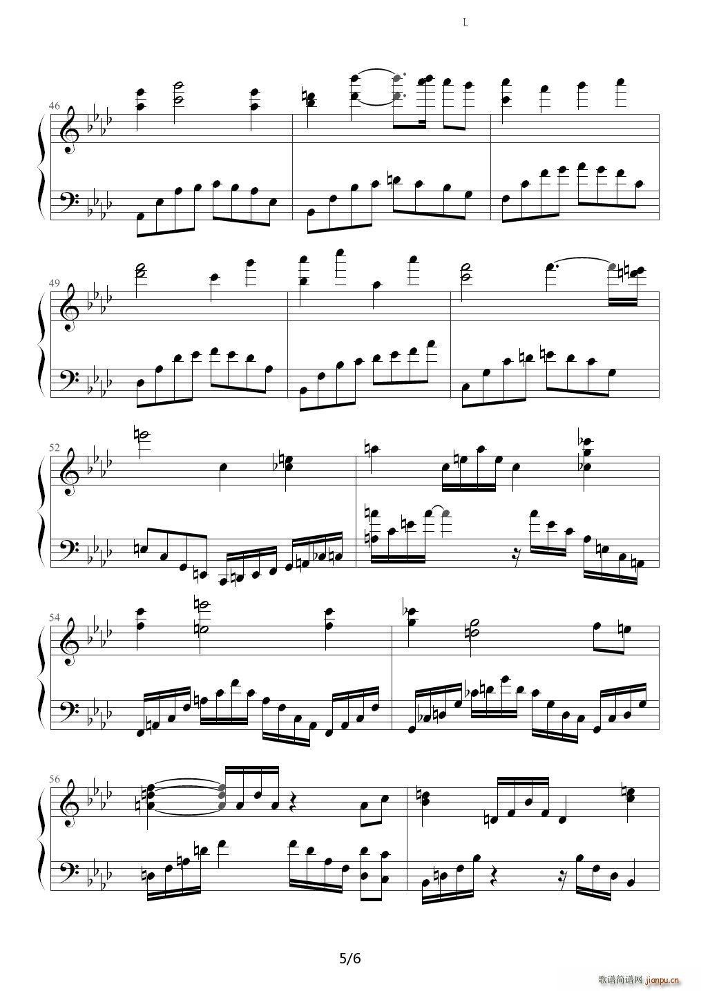 英雄联盟主题曲 钢琴版 降A调(钢琴谱)5