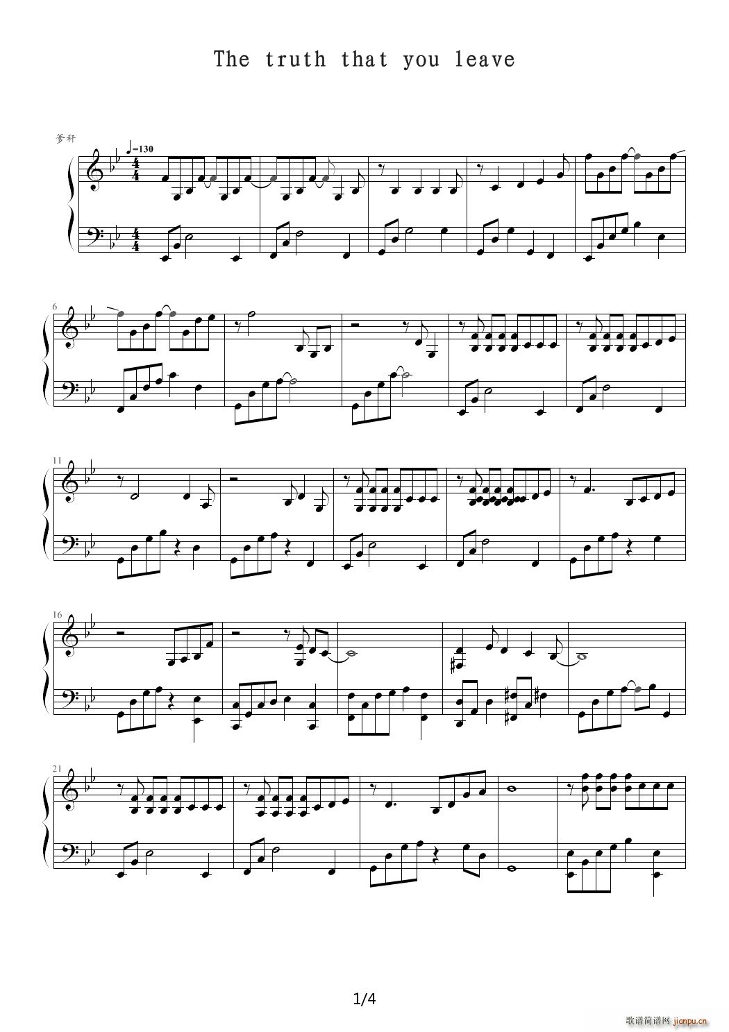 太好了`刚刚找到的the truth that you leave(钢琴谱)1