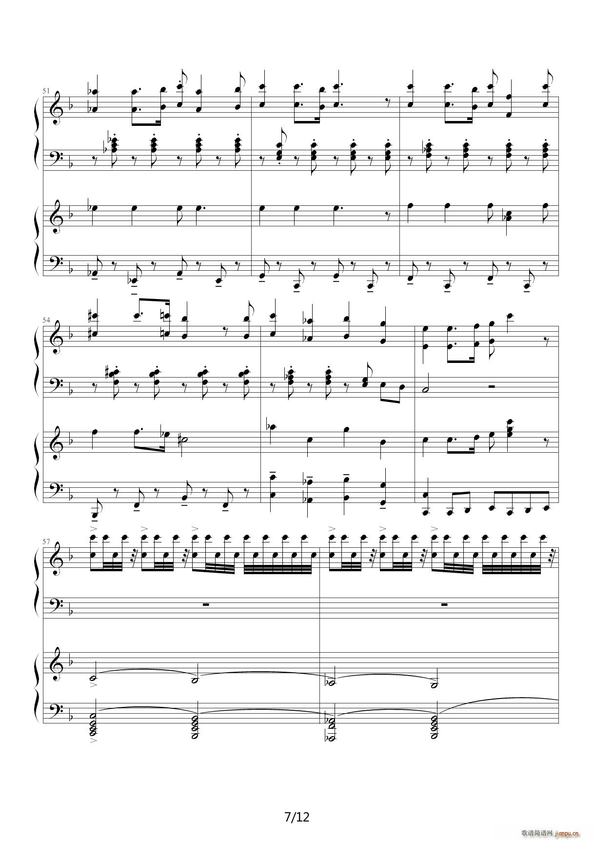 四手联弹 红色警戒3主题曲 苏维埃进行曲 Soviet March 修改 降A调(钢琴谱)7