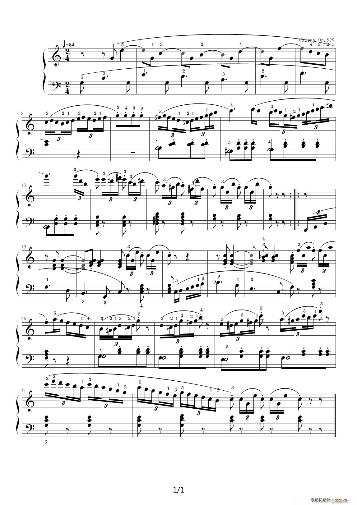 车尔尼599 NO 80 C调(钢琴谱)1