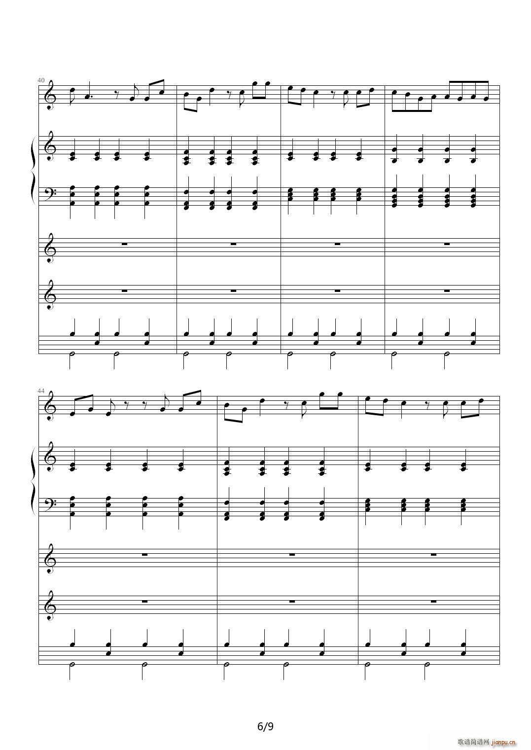 夜静 C调(钢琴谱)6