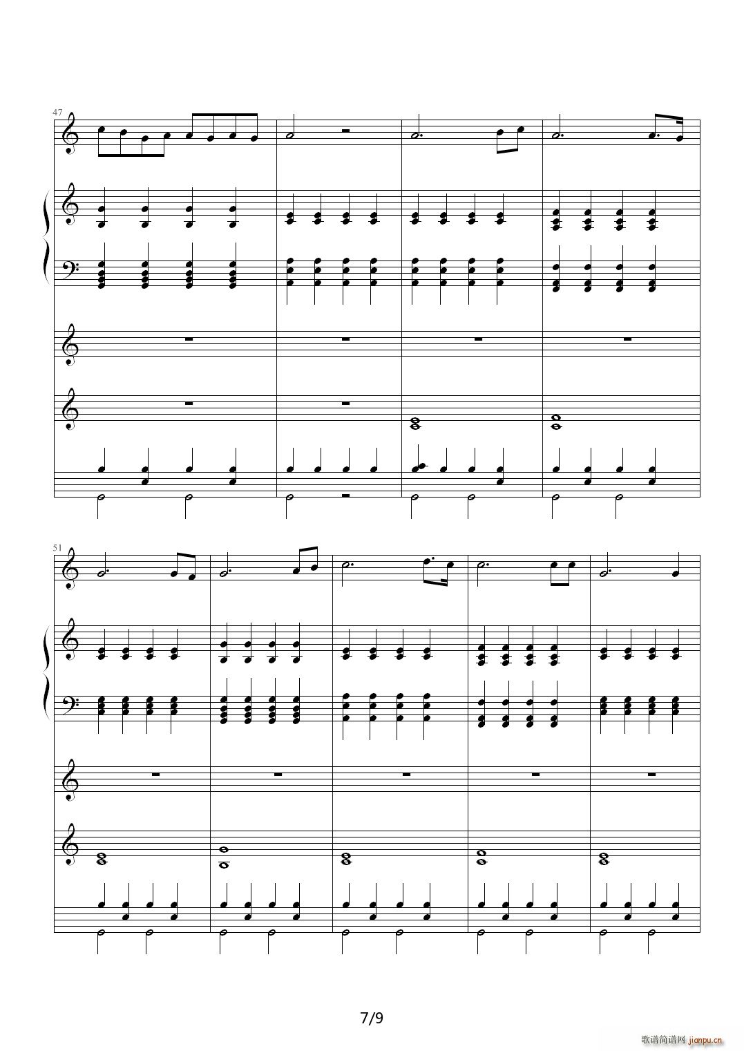 夜静 C调(钢琴谱)7