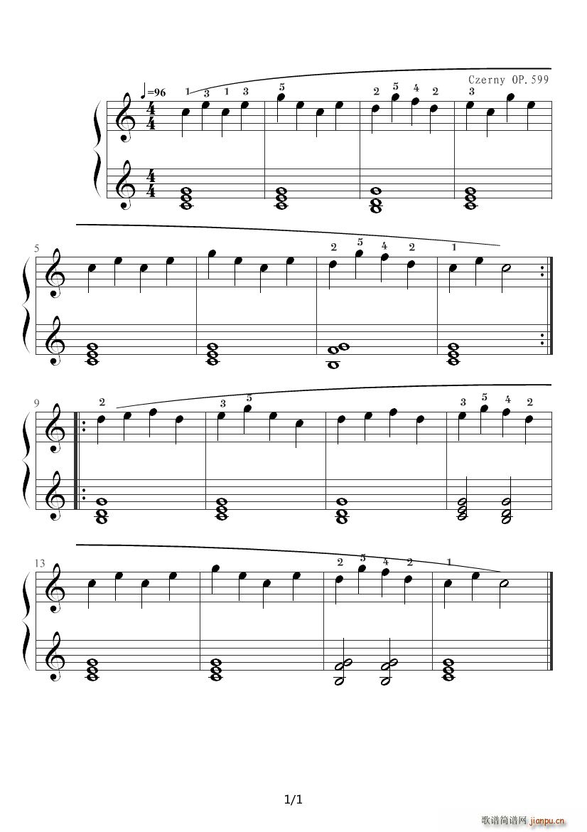 车尔尼599 NO 11 C调(钢琴谱)1