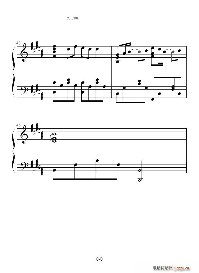 自导自恋 B调(钢琴谱)8