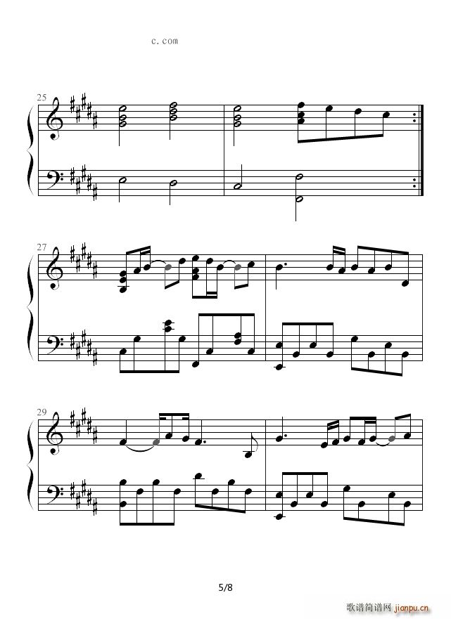 自导自恋 B调(钢琴谱)5