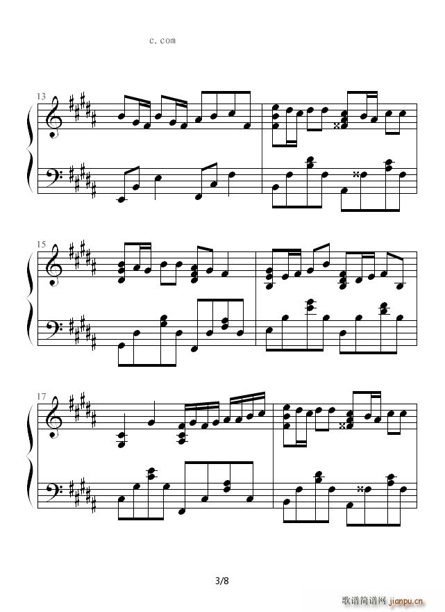 自导自恋 B调(钢琴谱)3