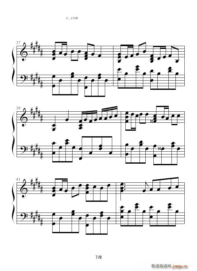 自导自恋 B调(钢琴谱)7