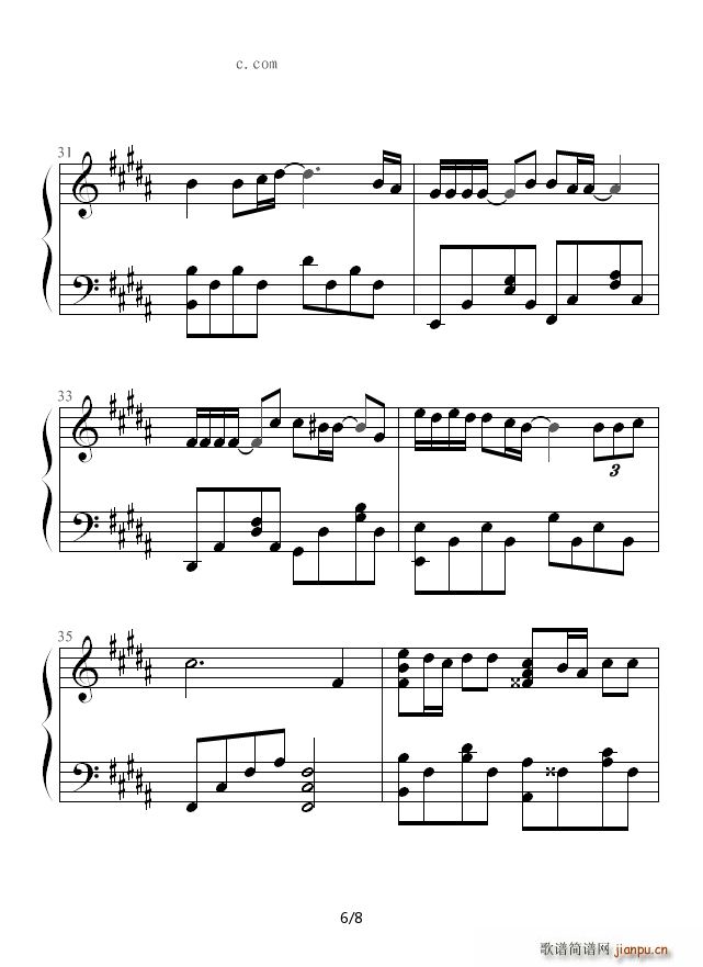 自导自恋 B调(钢琴谱)6