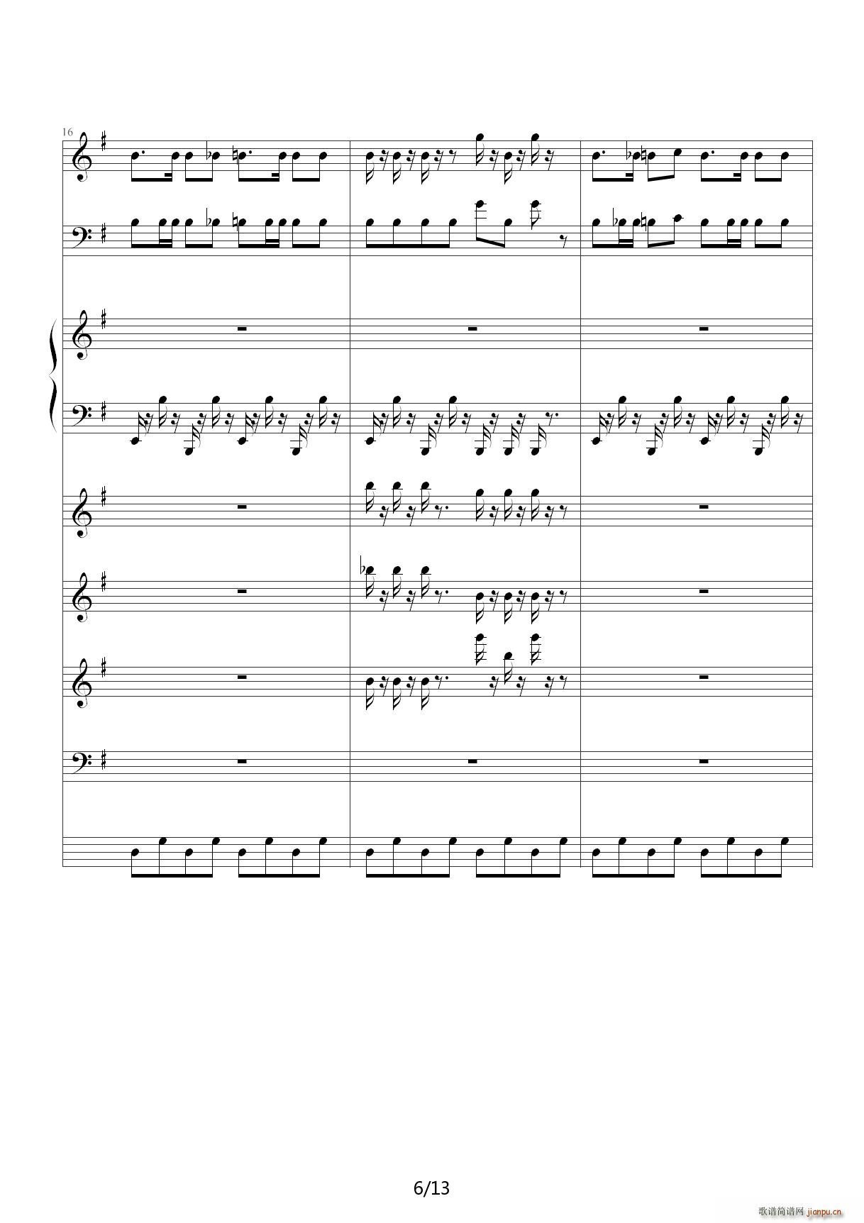 愤怒的小鸟 接近原版 G调(钢琴谱)6