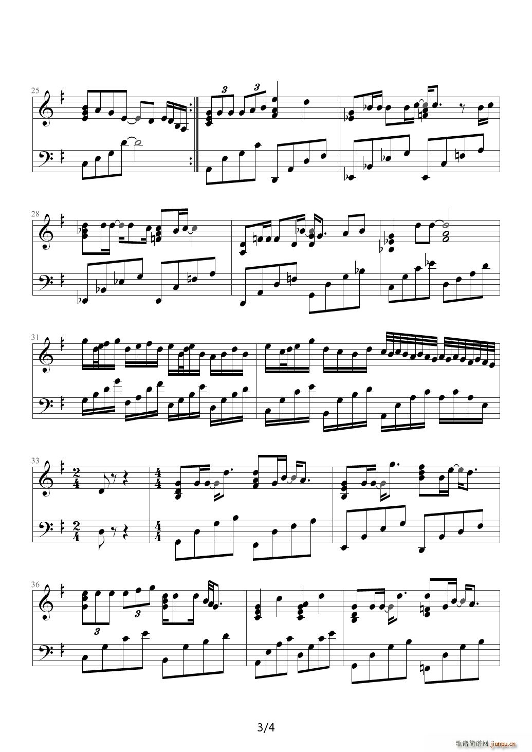 但车 G调(钢琴谱)3