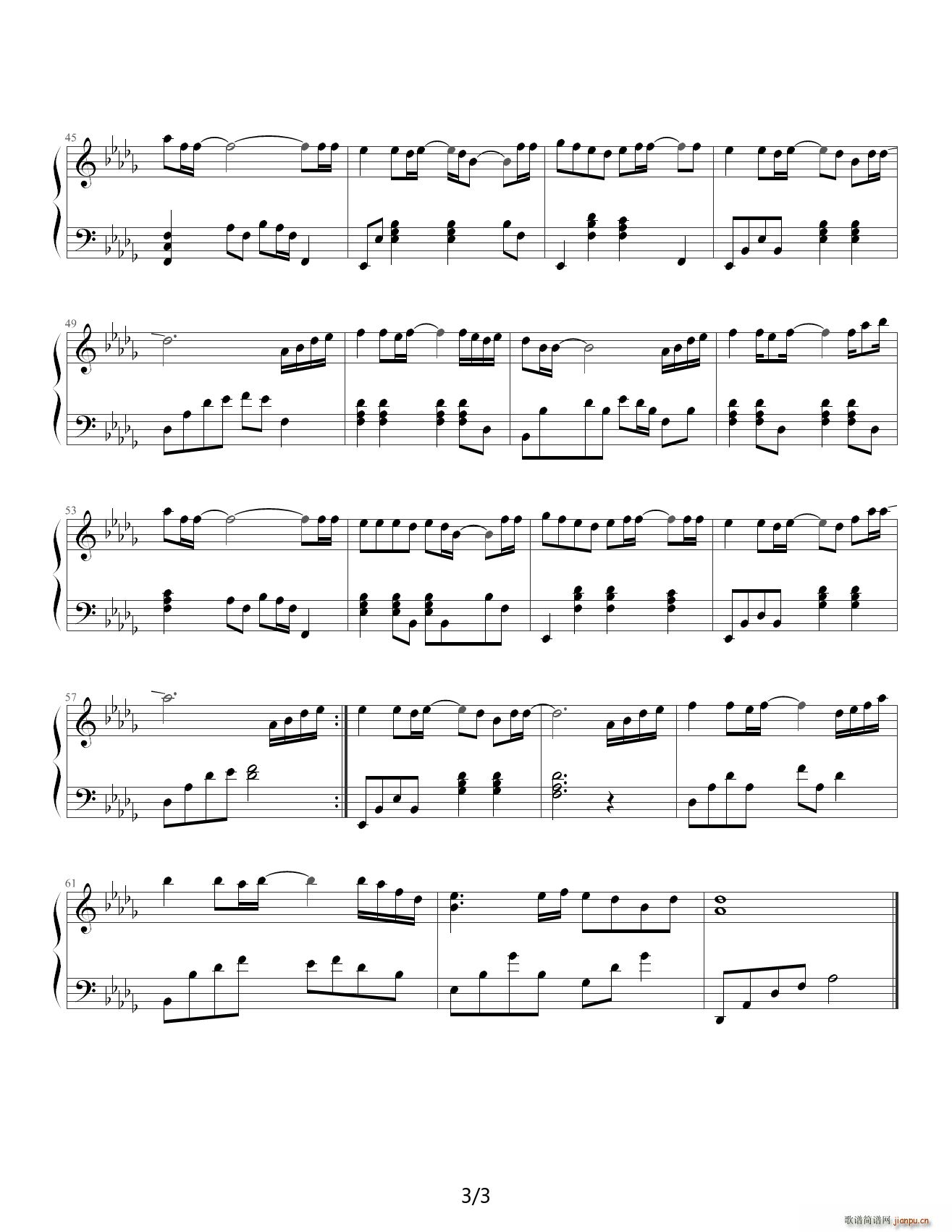 夕阳之歌 降D调(钢琴谱)3