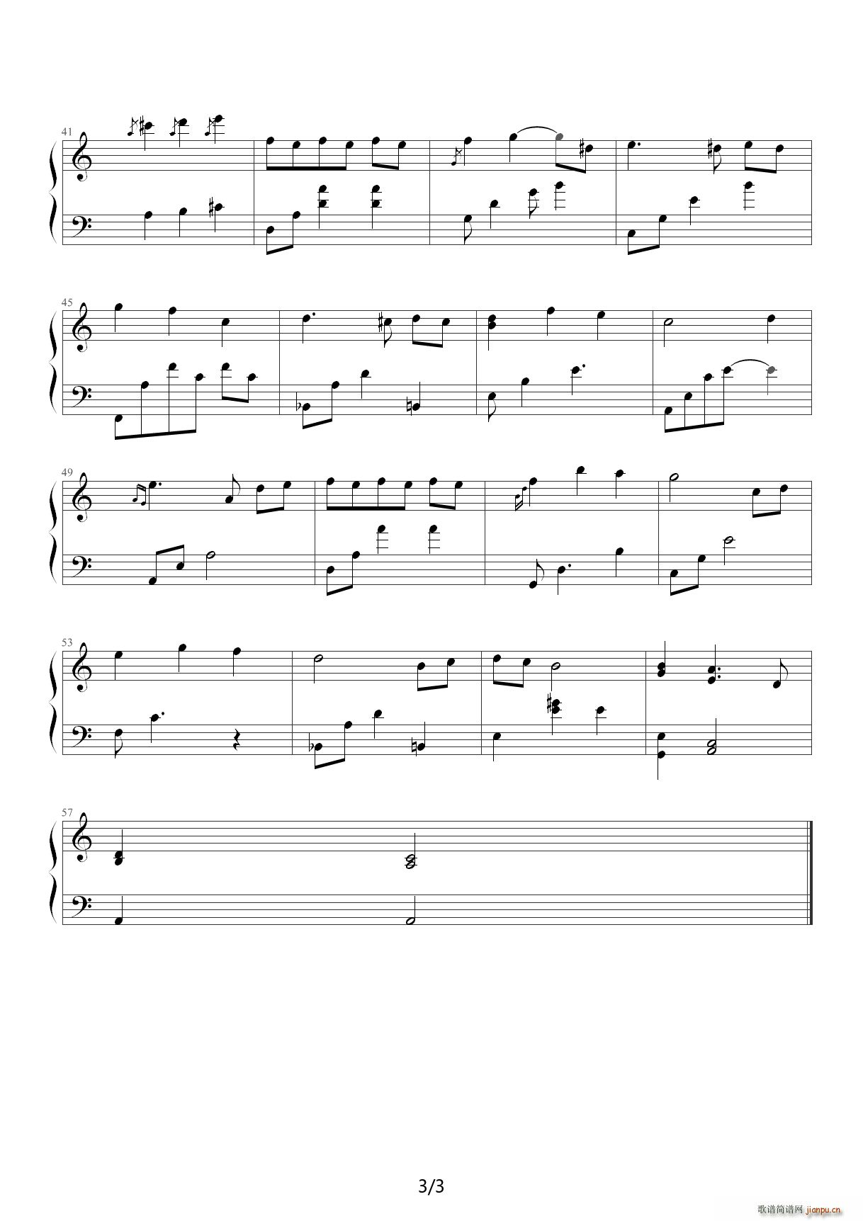 冬日恋歌 C调(钢琴谱)3