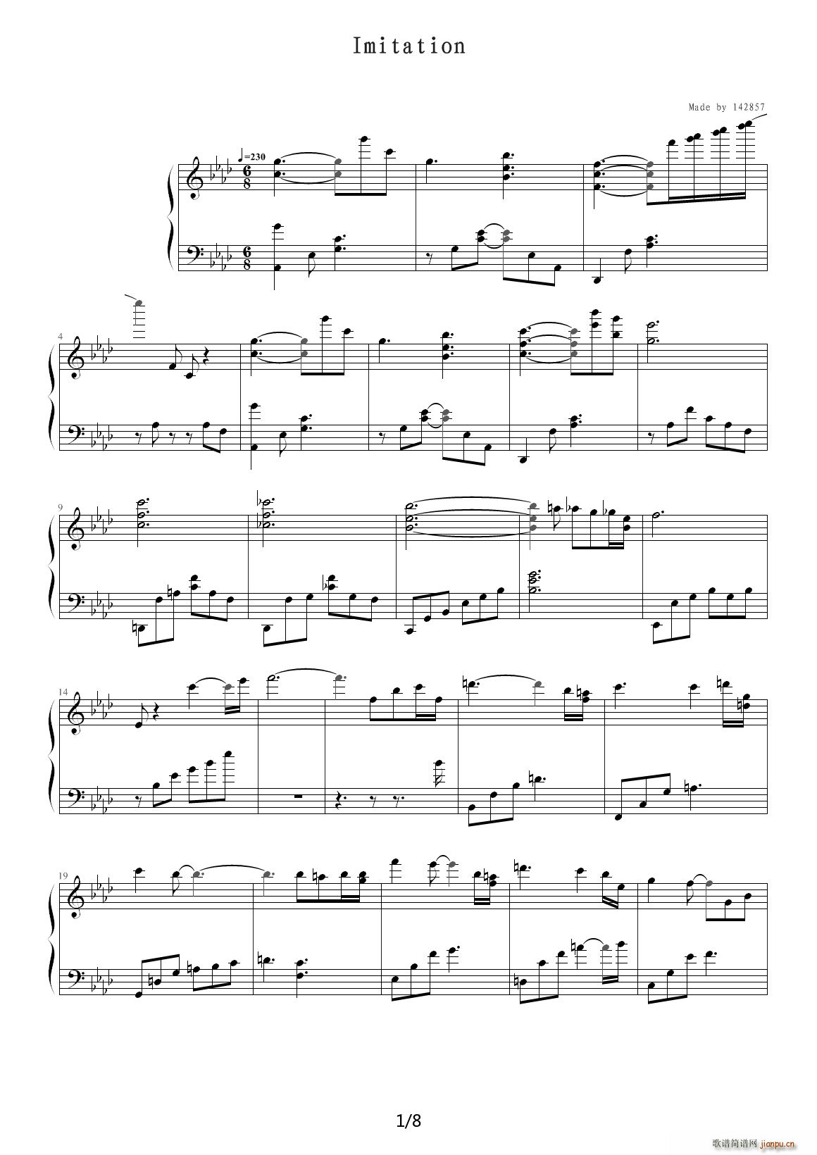 秋之回忆的 Imitation(钢琴谱)1