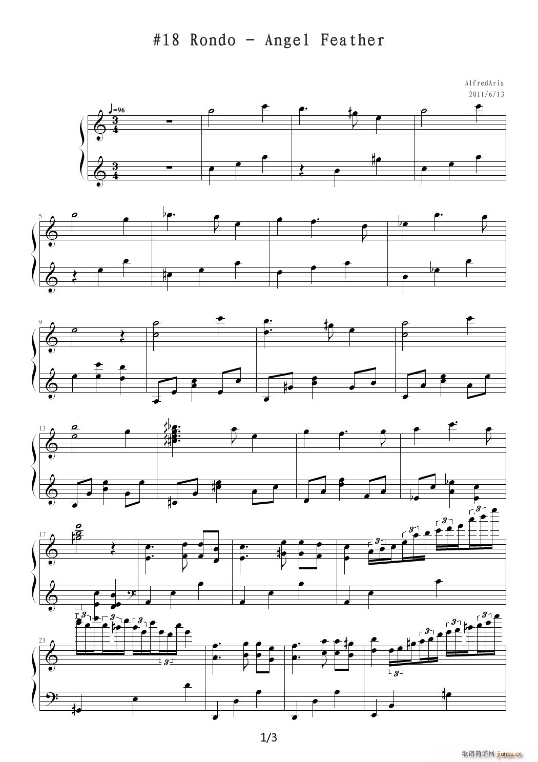 18 Rondo Angel Feather C调(钢琴谱)1