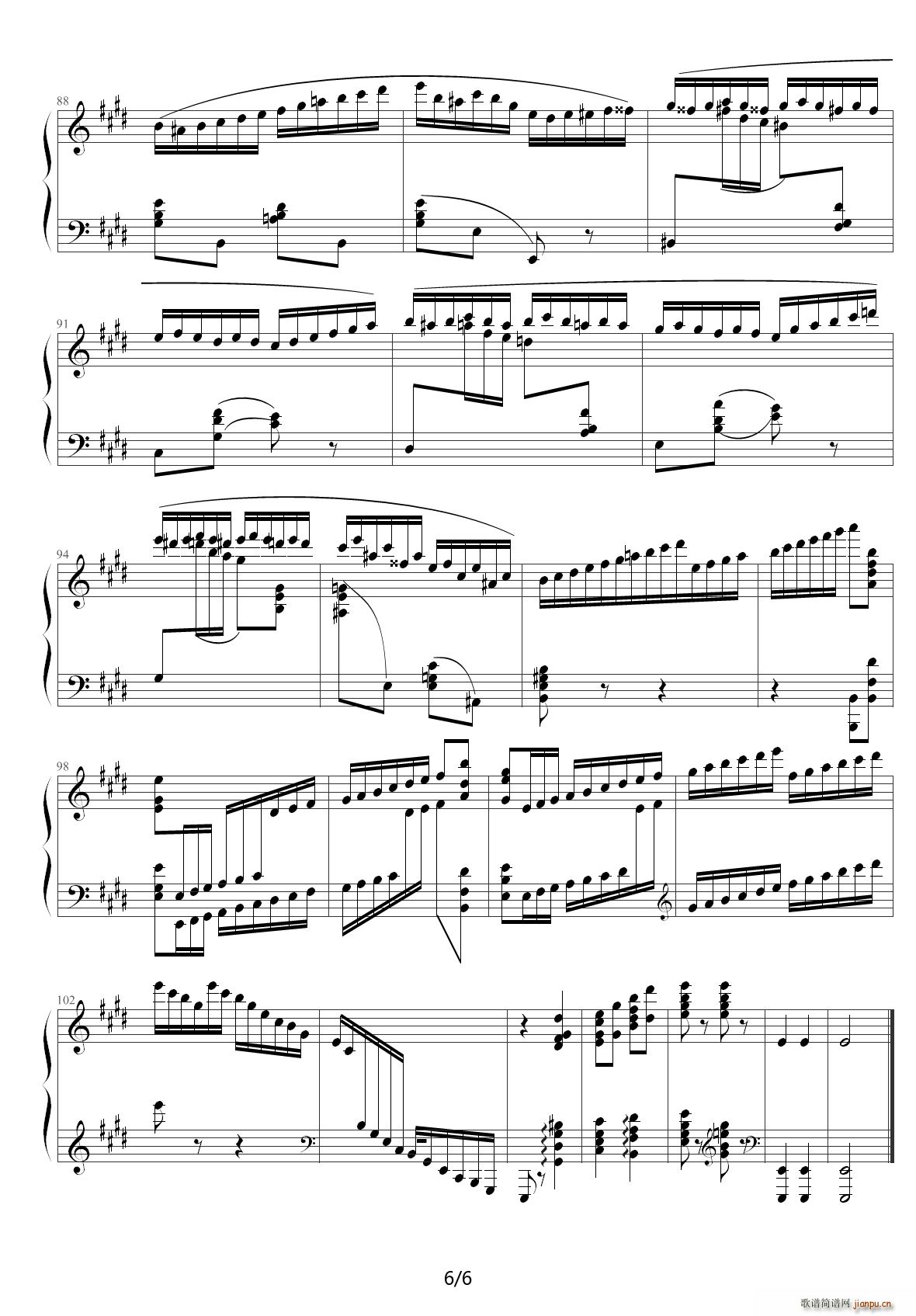 音乐会练习曲 蝴蝶 G调(钢琴谱)6