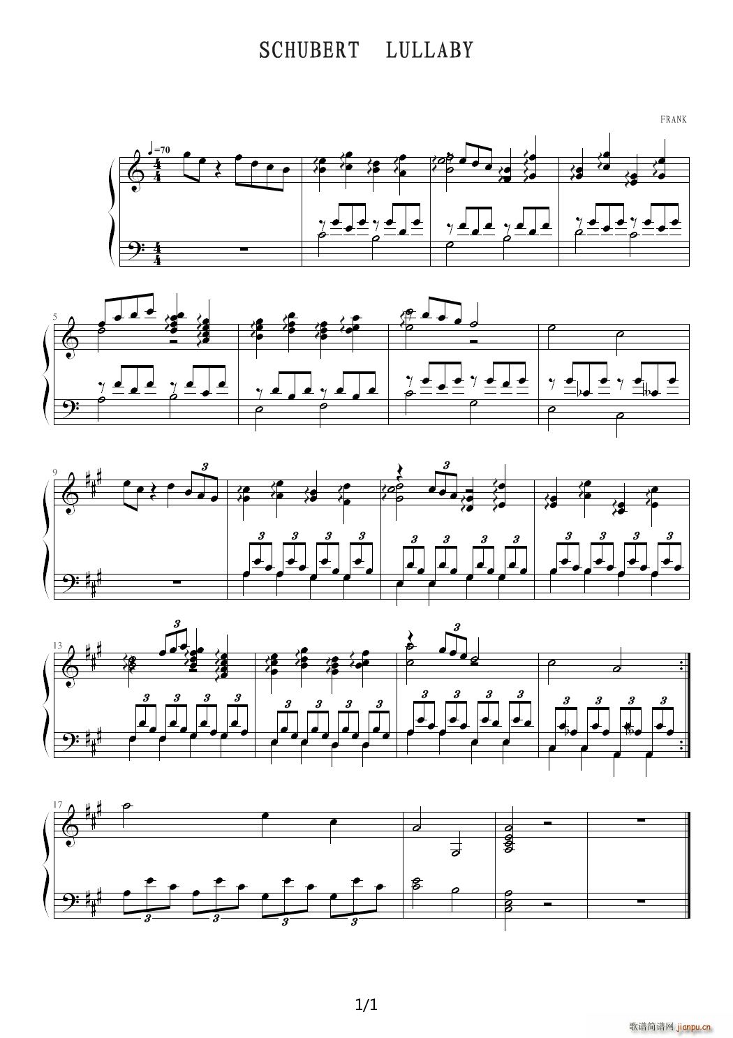 SCHUBERT LULLABY C调(钢琴谱)1