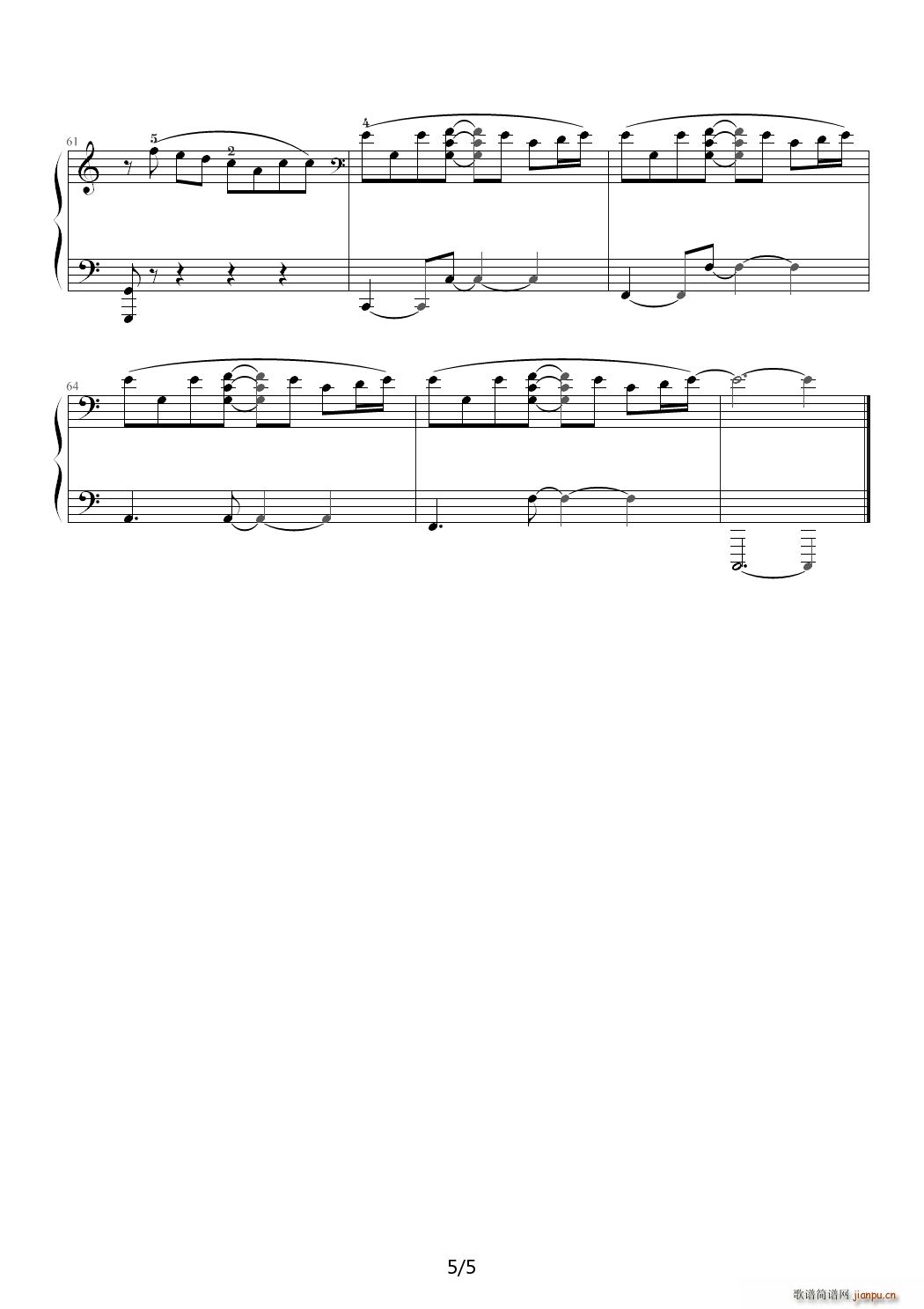 周董的 安静 纯钢琴 指法(钢琴谱)5