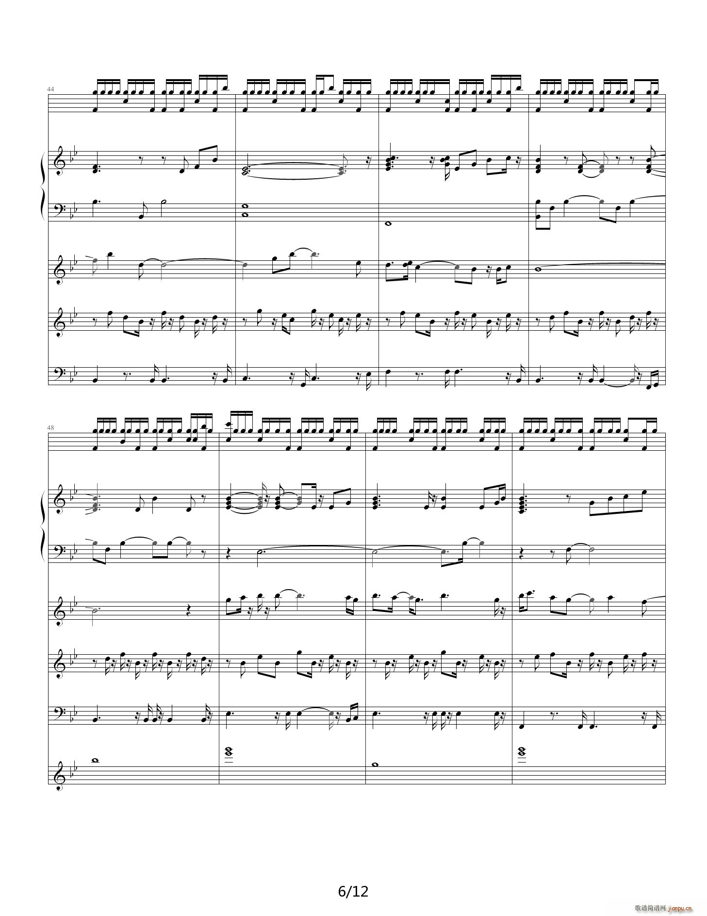 献给自己的生日 降B调(钢琴谱)6