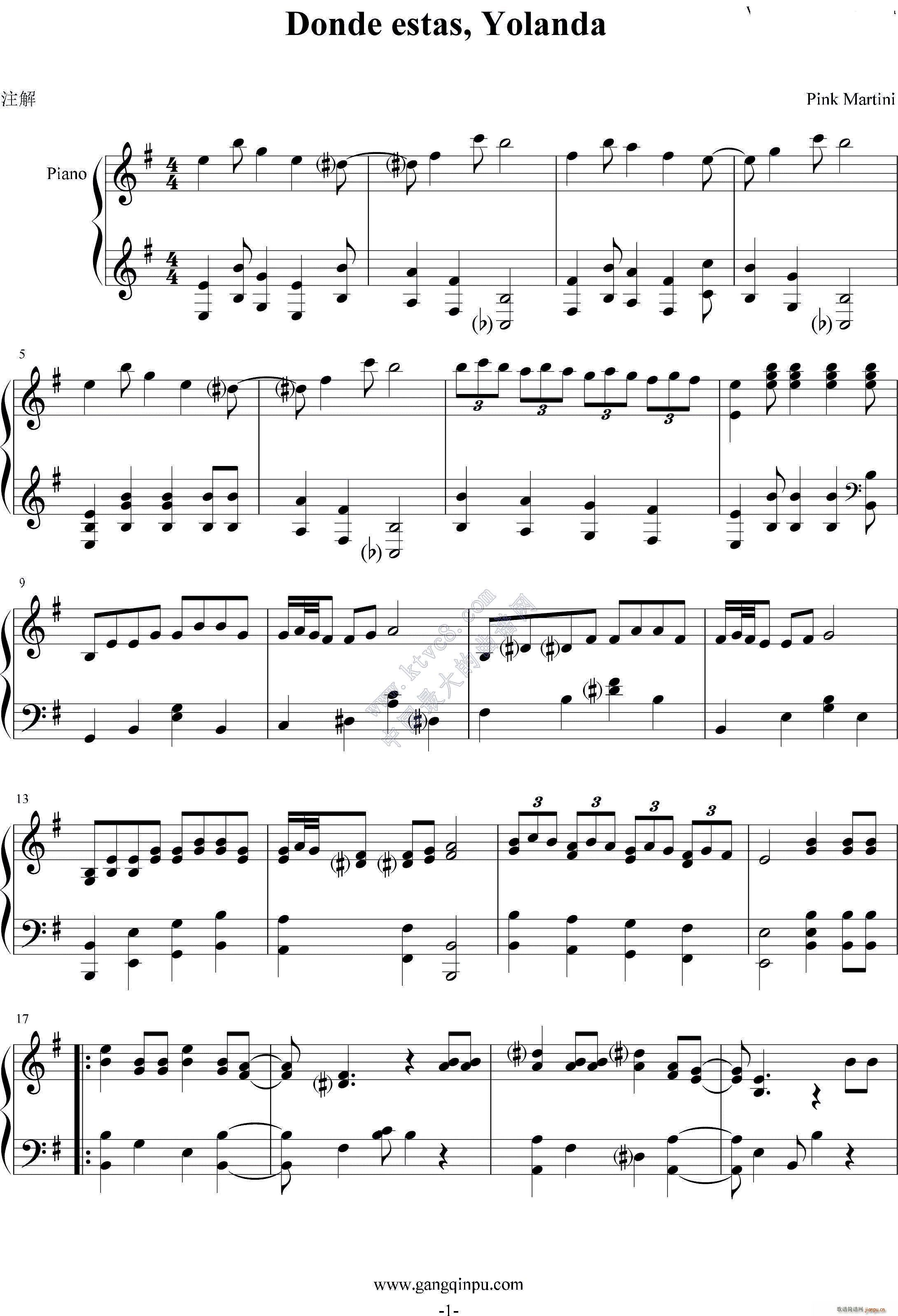 Donde estas Yolanda(钢琴谱)1