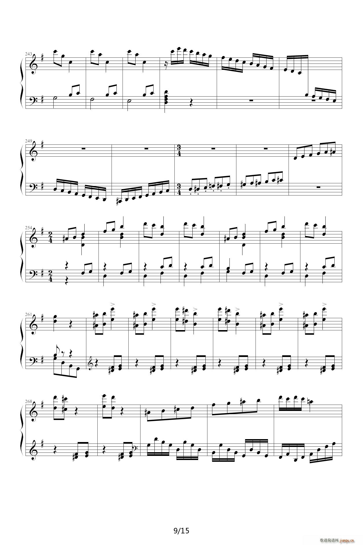 贝多芬 Rage Over The Lost Penny 丢失一分钱的愤怒 G调(钢琴谱)9