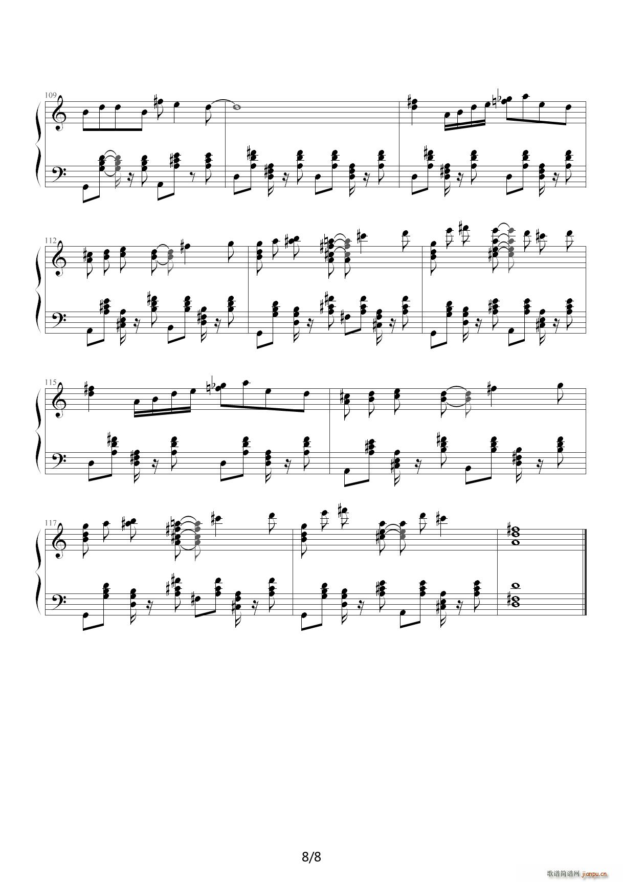 情非得已 C调(钢琴谱)8