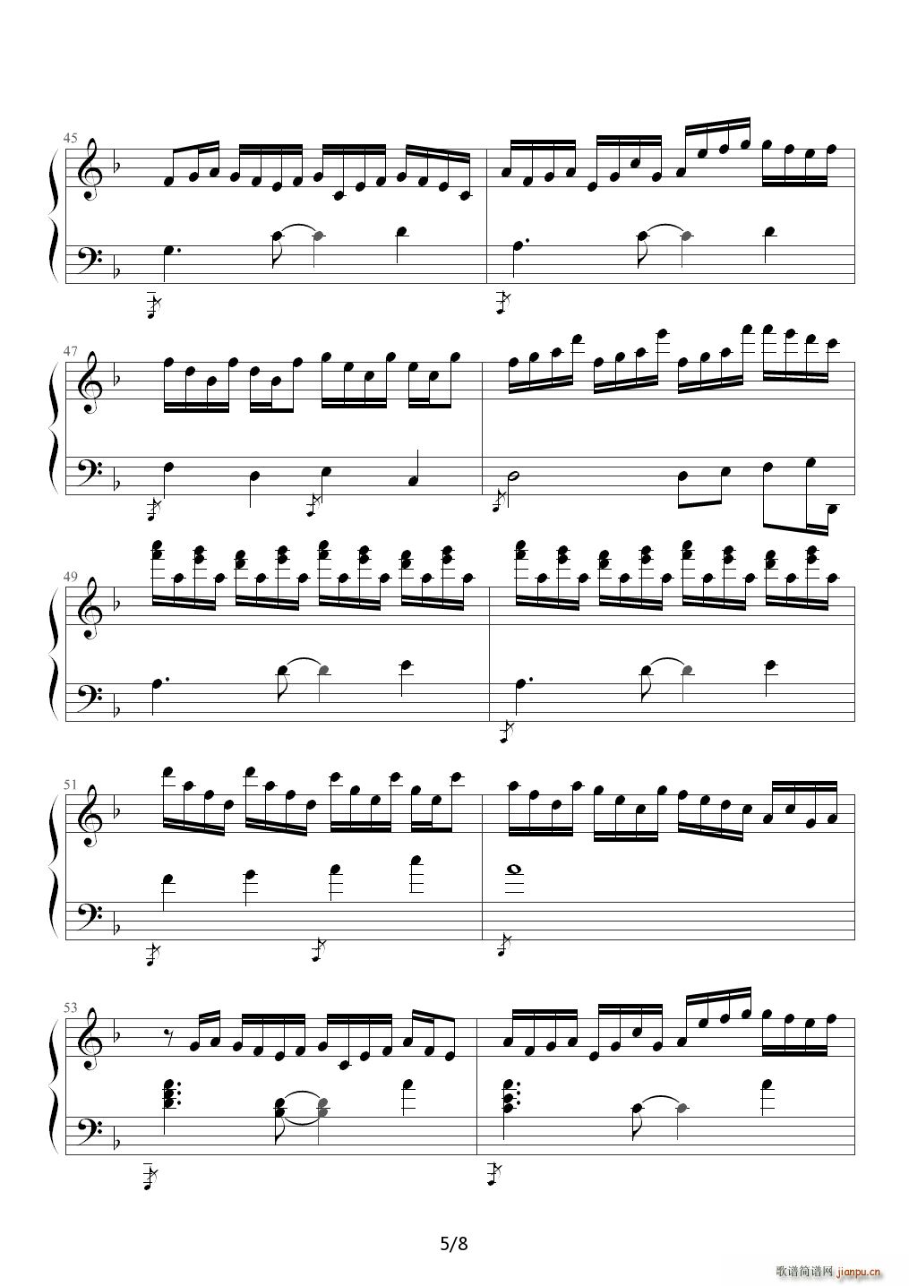 Border of Life 降D调(钢琴谱)5