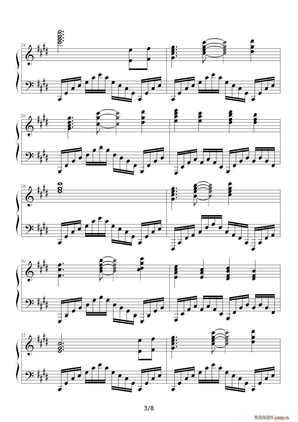 Border of Life 降D调(钢琴谱)3