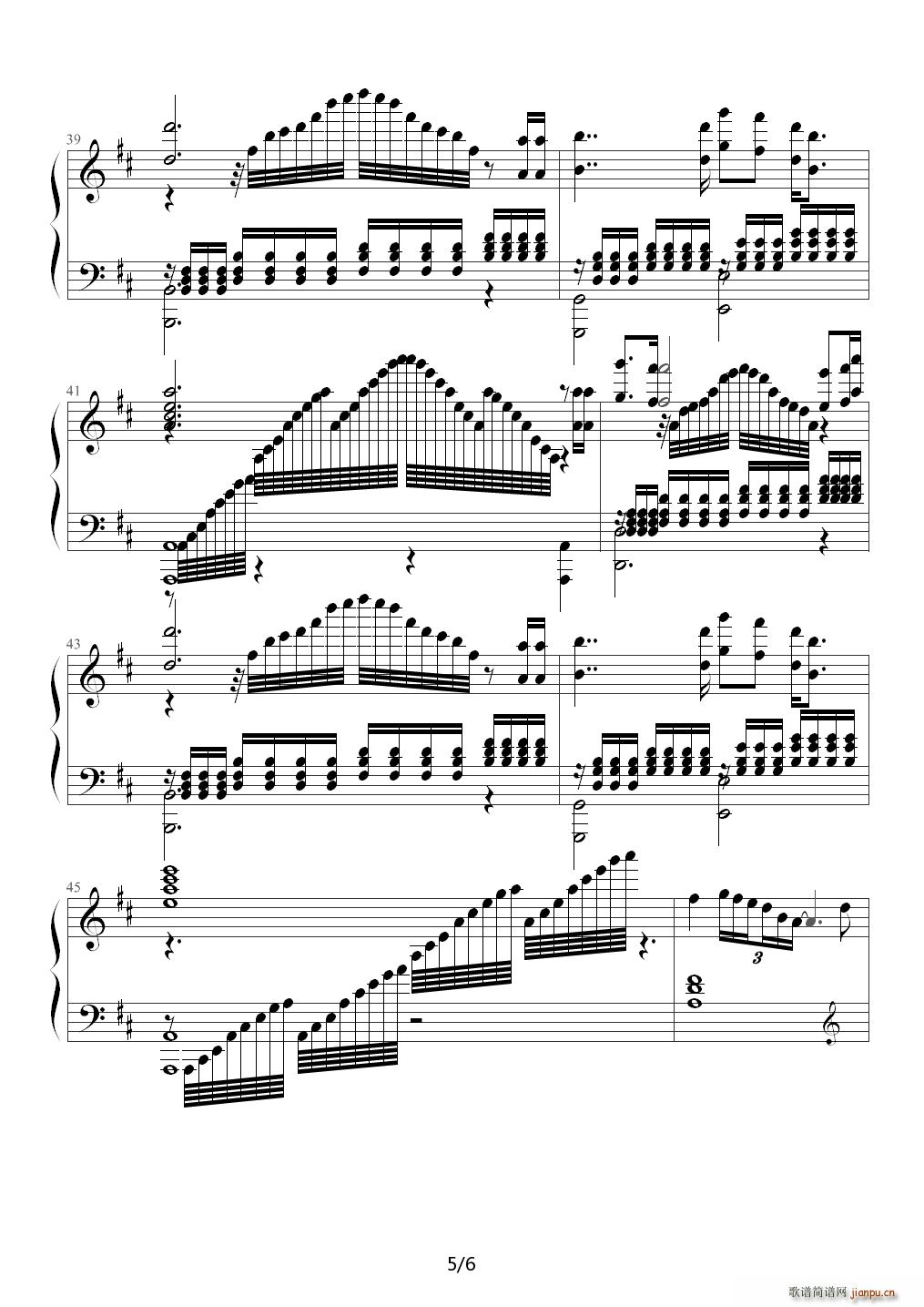 等待 D调(钢琴谱)5