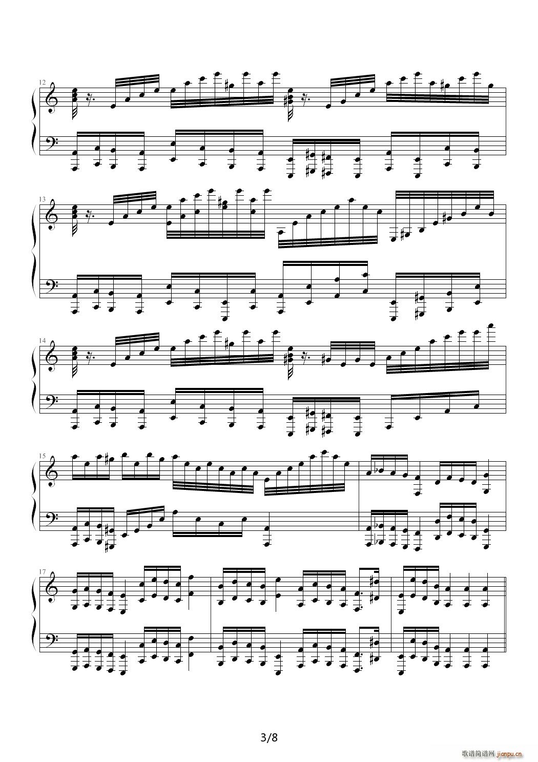 愤怒的帕格尼尼 C调(钢琴谱)3