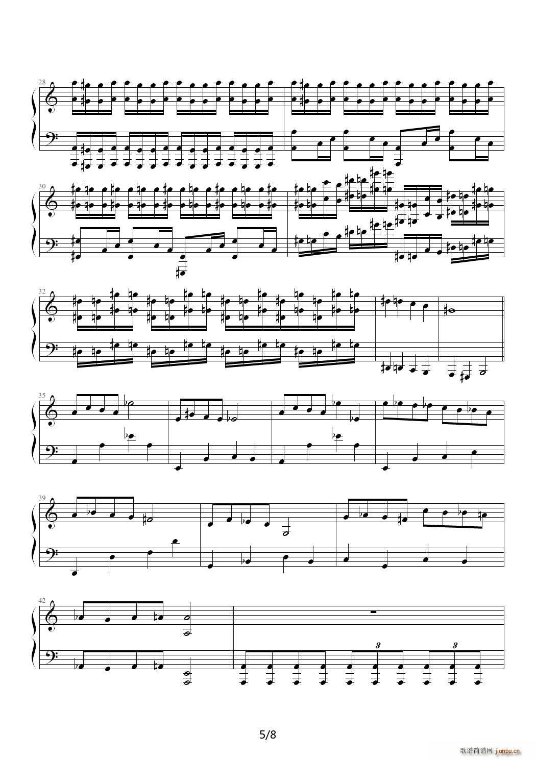 愤怒的帕格尼尼 C调(钢琴谱)5