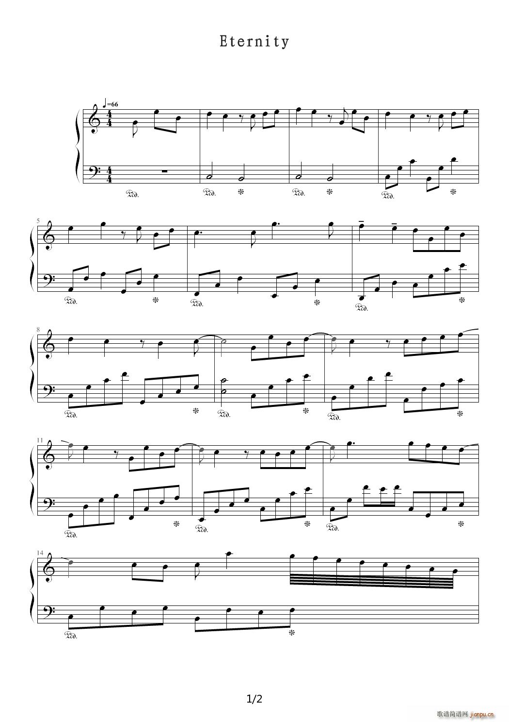 eternity C调(钢琴谱)1