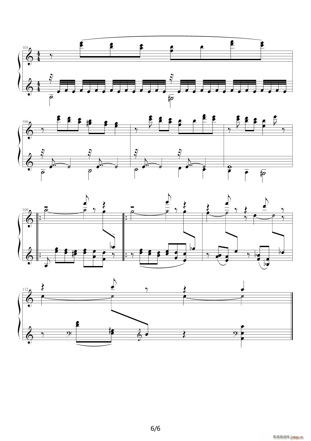 帕格尼尼主题变奏曲 C调(钢琴谱)6