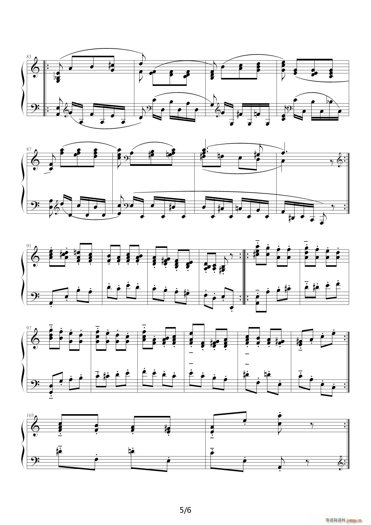 帕格尼尼主题变奏曲 C调(钢琴谱)5