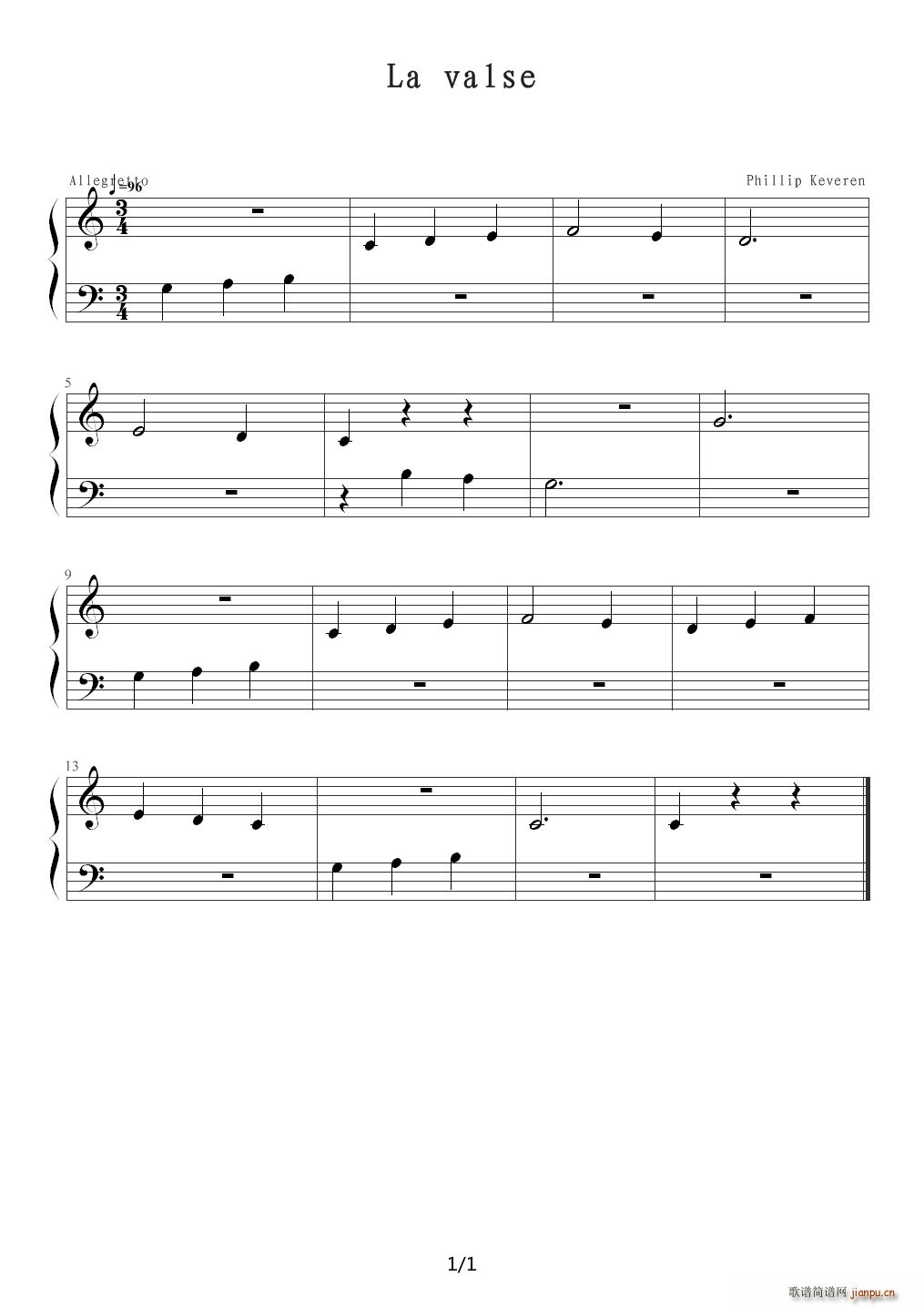 La valse C调(钢琴谱)1