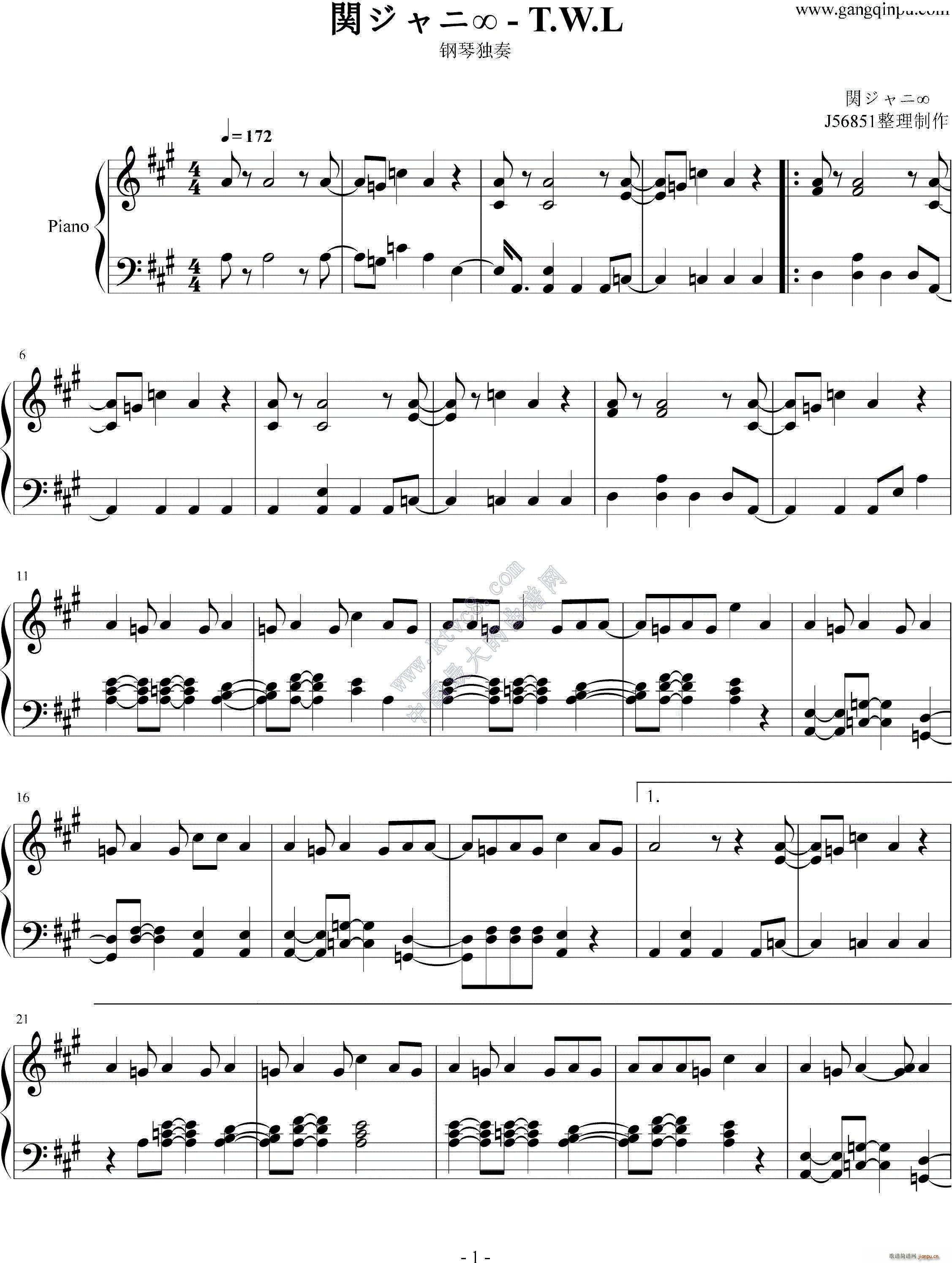 T W L(钢琴谱)1