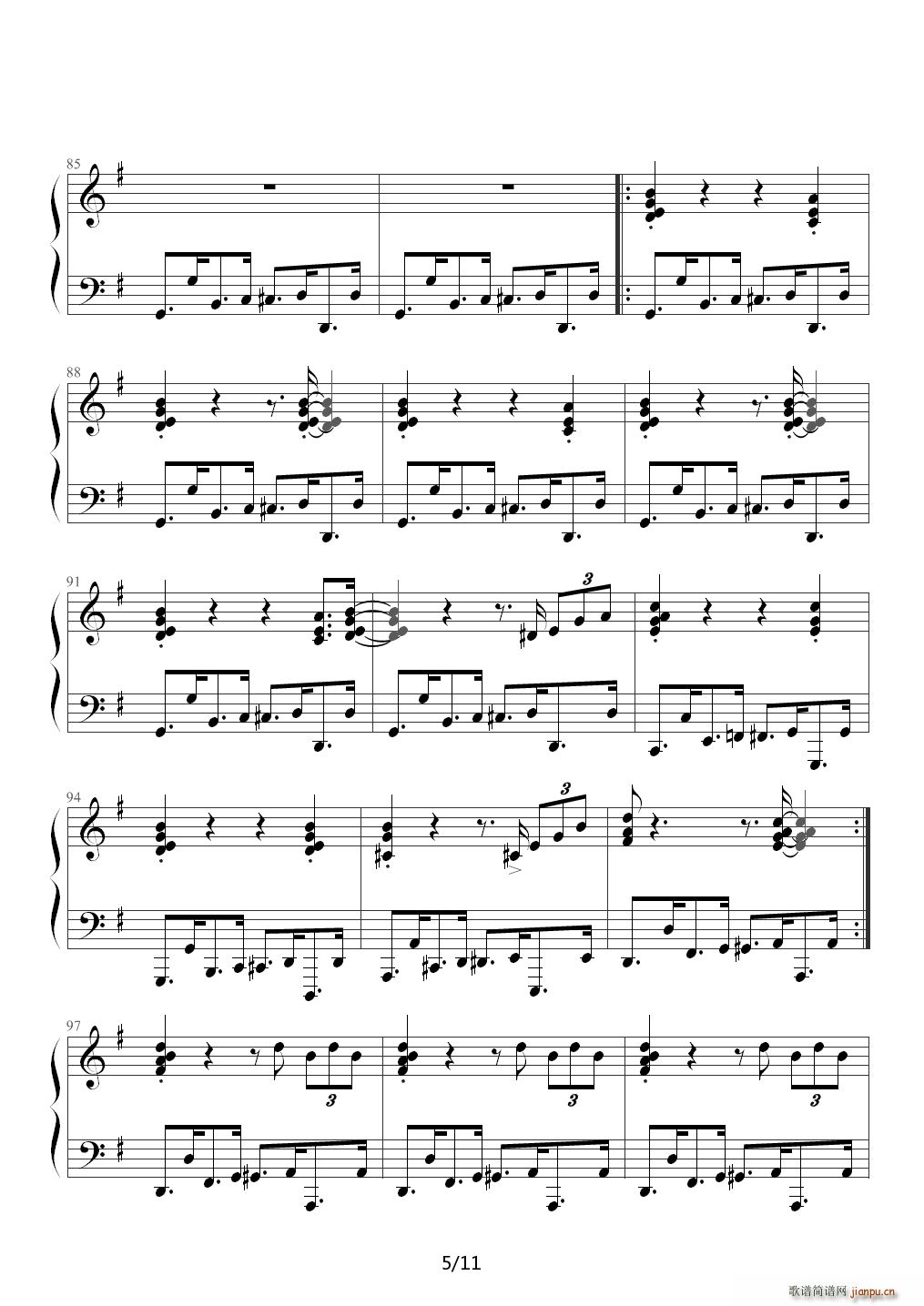 铃儿响叮当 变奏曲 降E调(钢琴谱)5