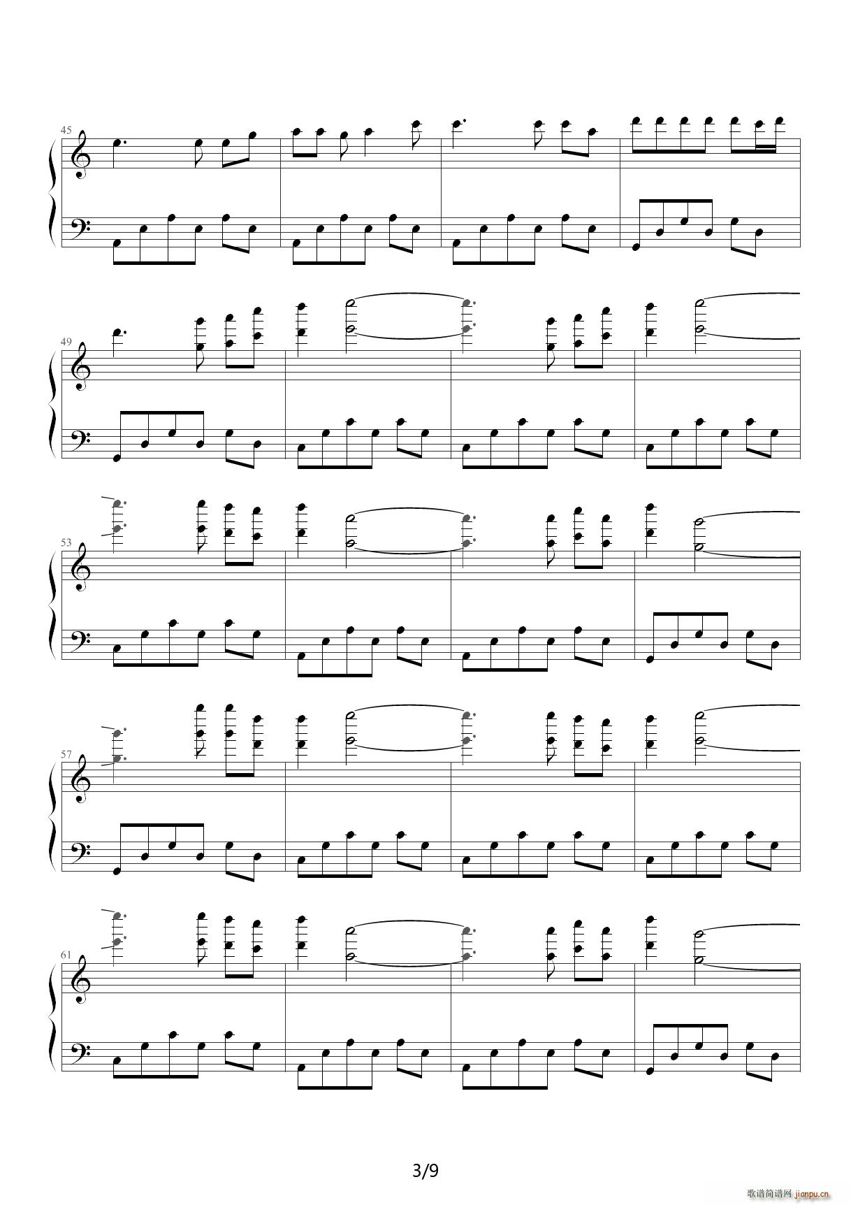 春天里 C调(钢琴谱)3