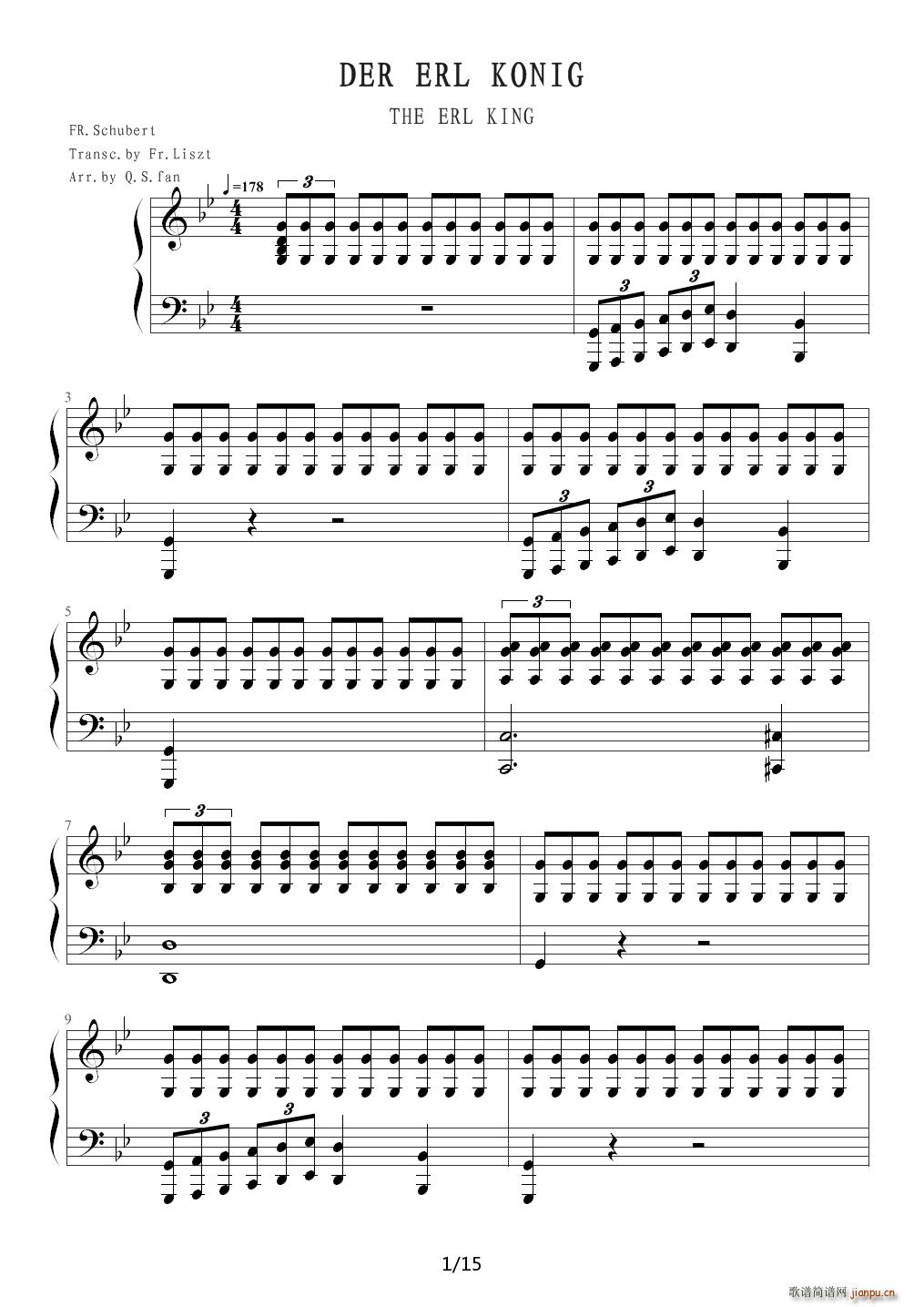 舒伯特 魔王 李斯特改编 降B调(钢琴谱)1
