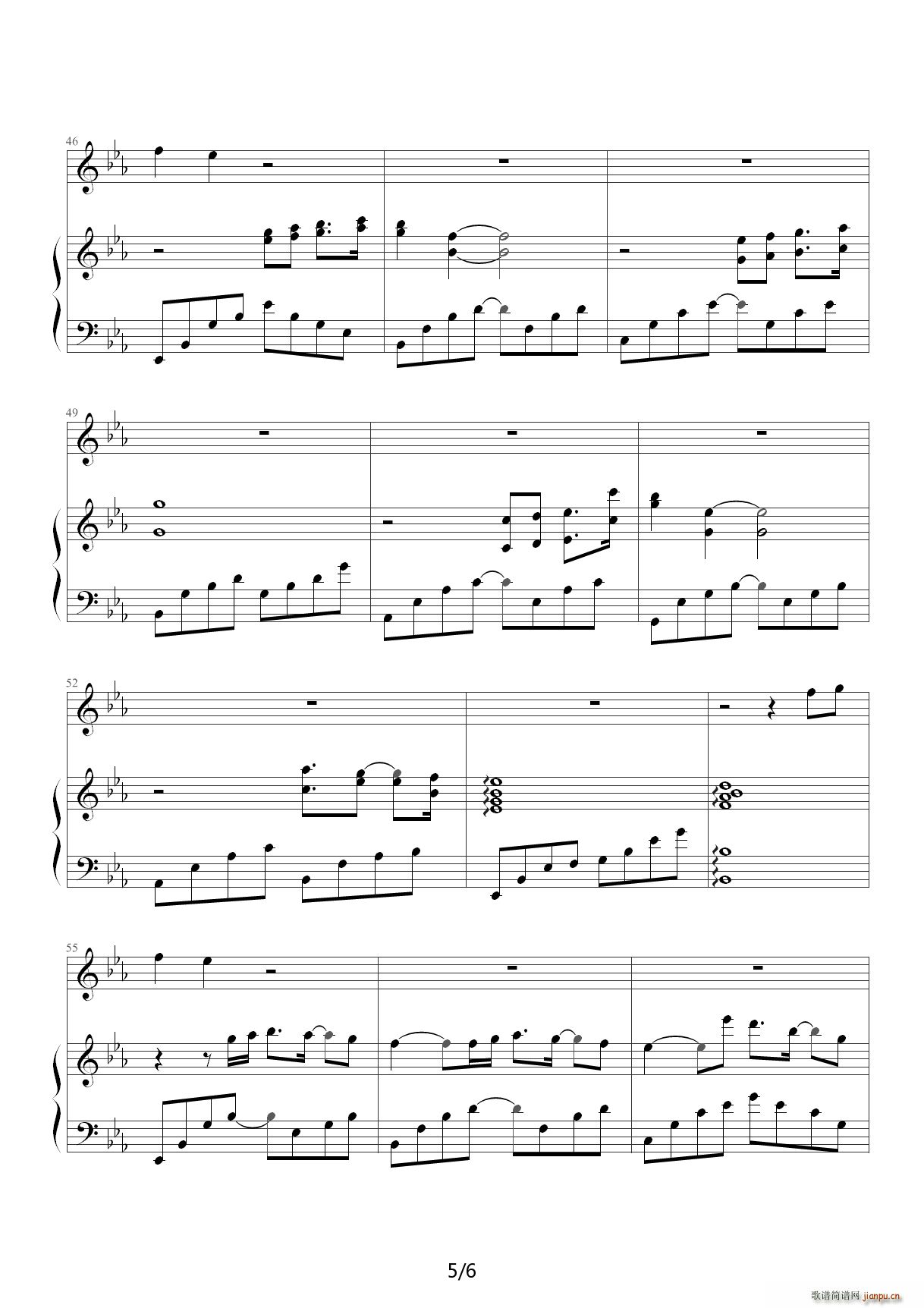 岁月轻狂 降E调(钢琴谱)5