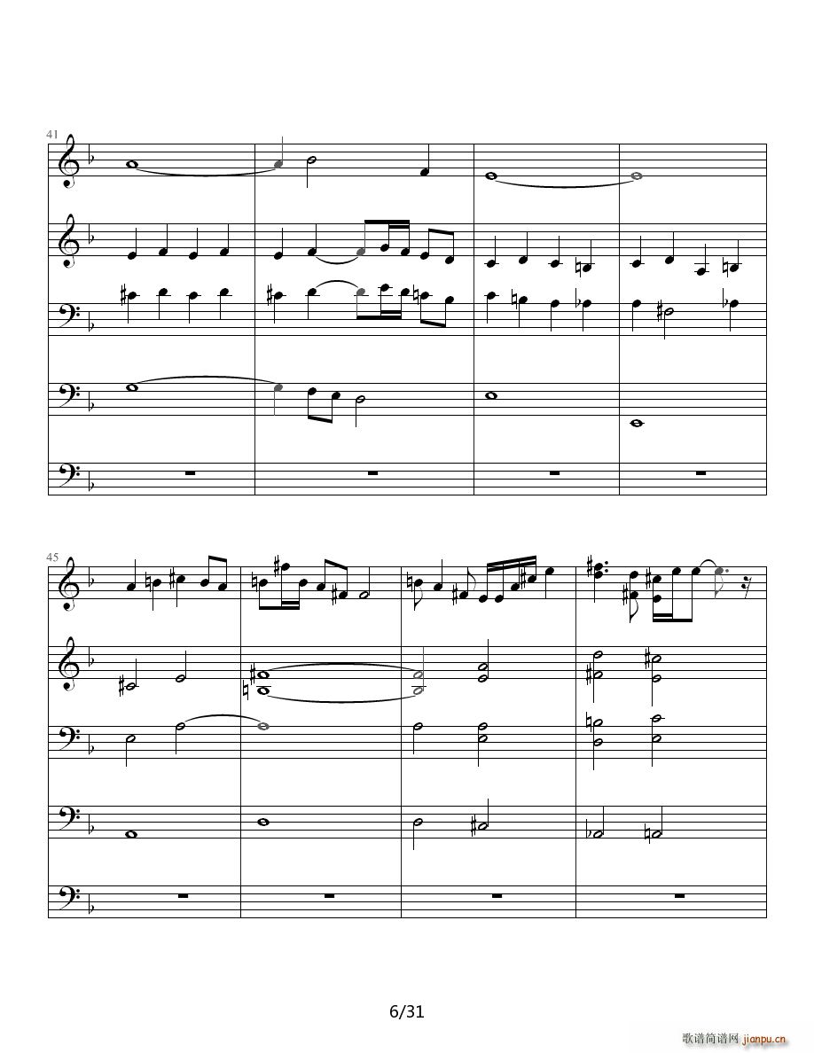 德沃夏克最著名的一首弦乐四重奏中的第一乐章(钢琴谱)6